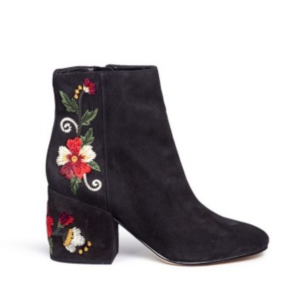 Sam Edelman Black 'tavi' Floral Embroidered Suede
